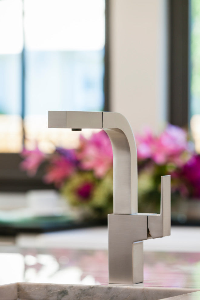 Mid-Town Single Handle Pull-Out Kitchen Faucet w/ SnapBack Retraction, Stainless Steel