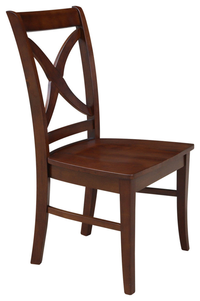 Set of Two Vineyard Curved X Back Chairs, Espresso