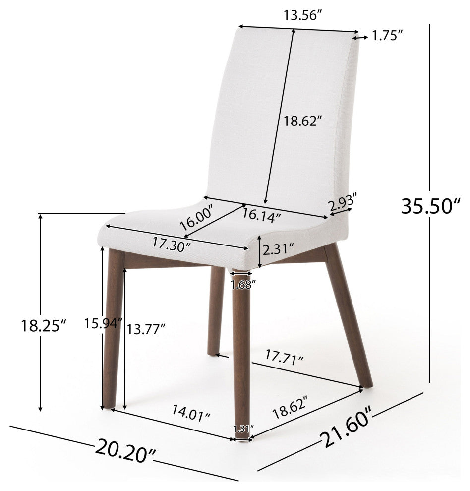 GDF Studio Katherine Fabric Seat and Wood Finish Dining Chairs, Set of 2, Beige/Walnut