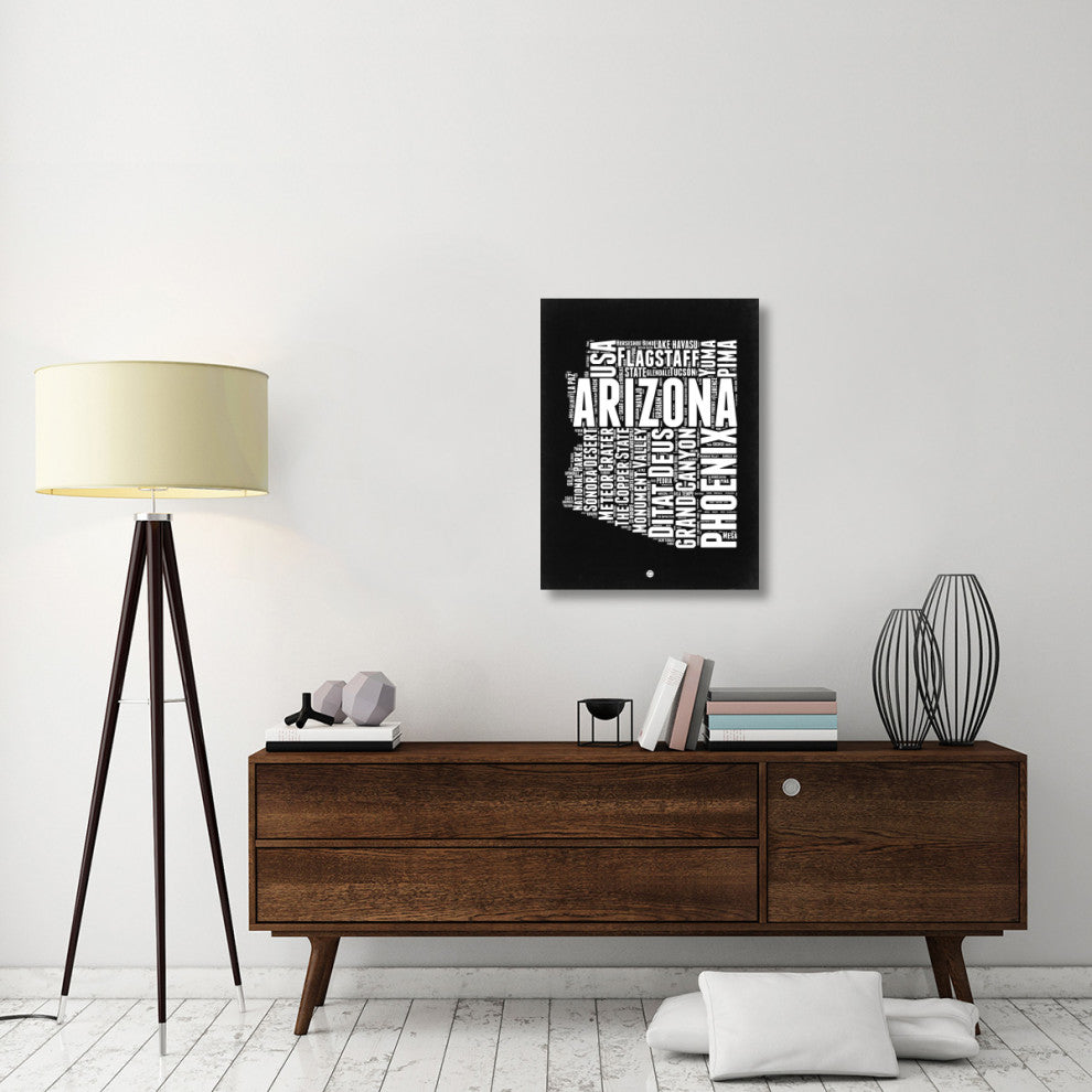 "Arizona Black and White Map" Fine Art Print
