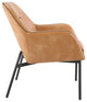 Brooks Accent Chair, Sand Faux Leather With Black Stitch and Black Legs