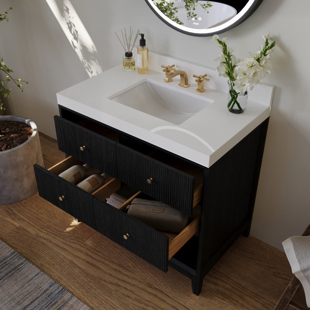Momo Bathroom Vanity Set, Black Oak, 36"