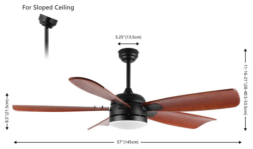 Safavieh DuRounden Led Lt 57" Ceiling Fan, Black
