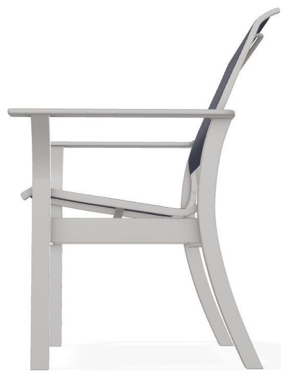Leeward Sling Stackable Outdoor Dining Chair, Collect Indigo/Warm Gray