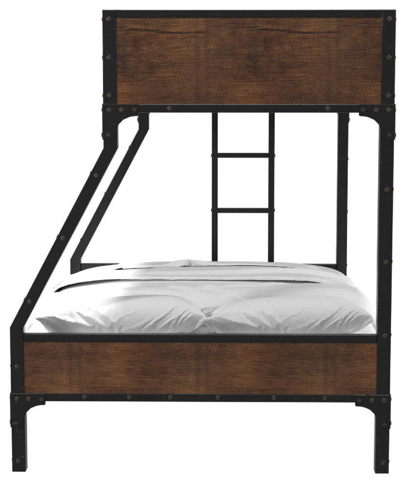 Furniture of America Baron Metal Twin over Full Bunk Bed in Black