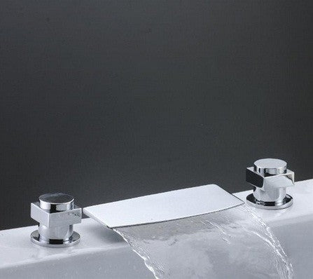 Fontana Vience Double Handle Chrome Waterfall Sink and Bathtub Faucet