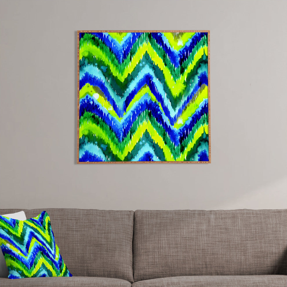 Deny Designs Cayenablanca Green Chevron Framed Wall Art