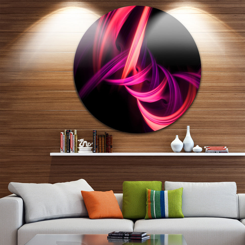 Fractal Purple Connected Stripes, Abstract Art Disc Metal Wall Art, 36"