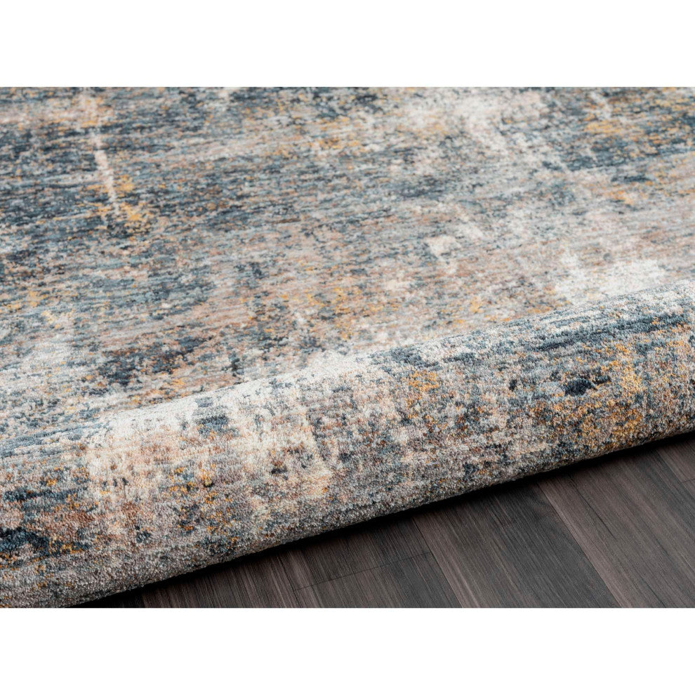 Hampton Abstract Area Rug, Silver, 7'10" Round