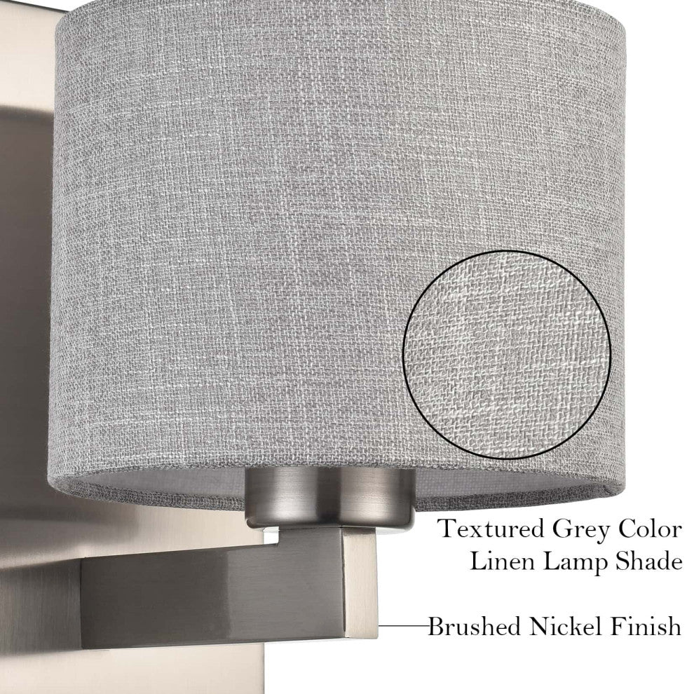 Wall Sconces Set of 2 Fabric Shade Wall Lamps, Brushed Nickel