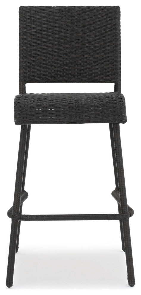 GDF Studio Trestle Outdoors Dark Brown Wicker Bar Stools, Set of 2