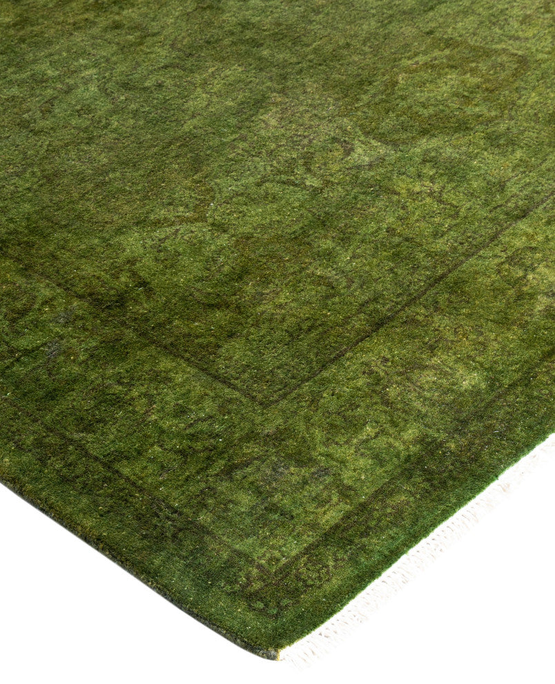 Overdyed One-of-a-Kind Hand-Knotted Area Rug Green, 4' 2" x 6' 0"