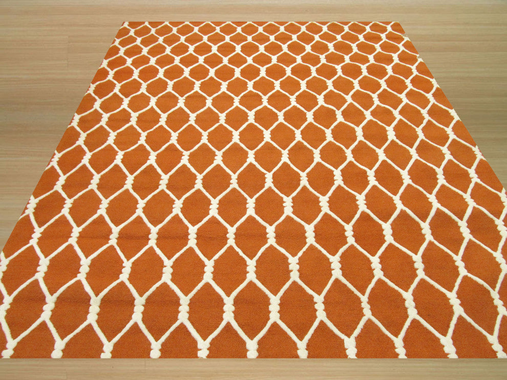 Orange Transitional Geometric Chain-Link Area Rug