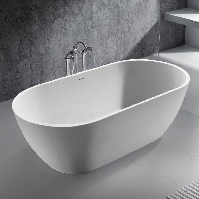 ADM Medium Elipsed Freestanding Bathtub, Glossy White, 66.9"