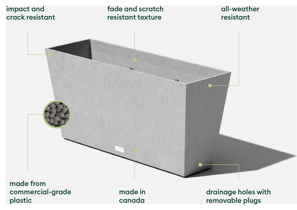 Midori Trough Planter, Grey, 31 Inch, 1 Pack