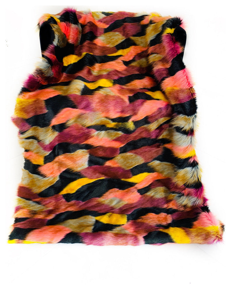 Plutus Burgundy Black Exotic Parrot Faux Fur Luxury Throw Blanket, 90"x90"