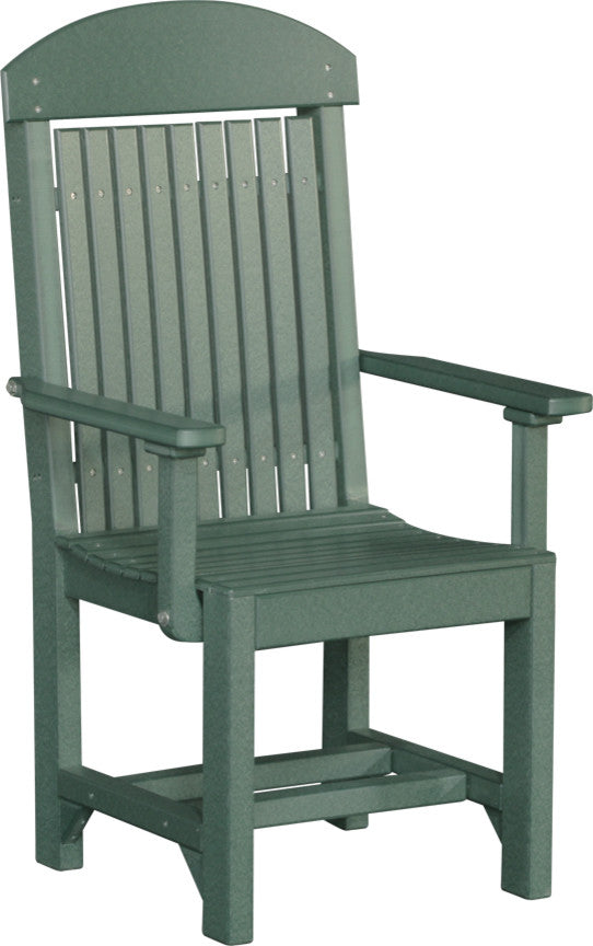Set of 4 Poly Dining Chairs, Green, Dining Height, Arm Chair