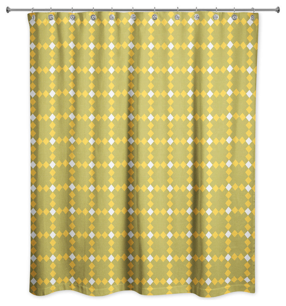 Yellow Check Plaid Shower Curtain