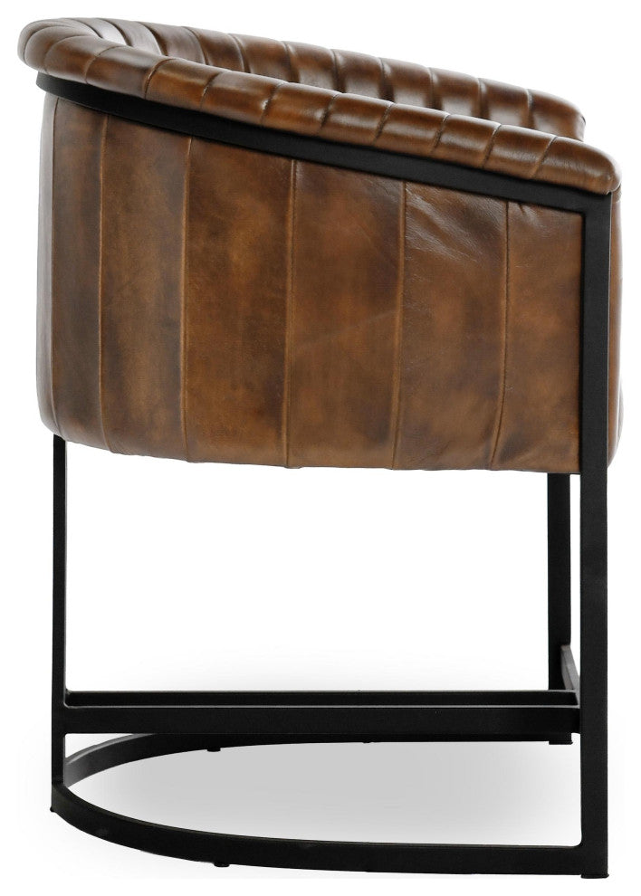 Seville Top Grain Leather Dining Chair, Brown