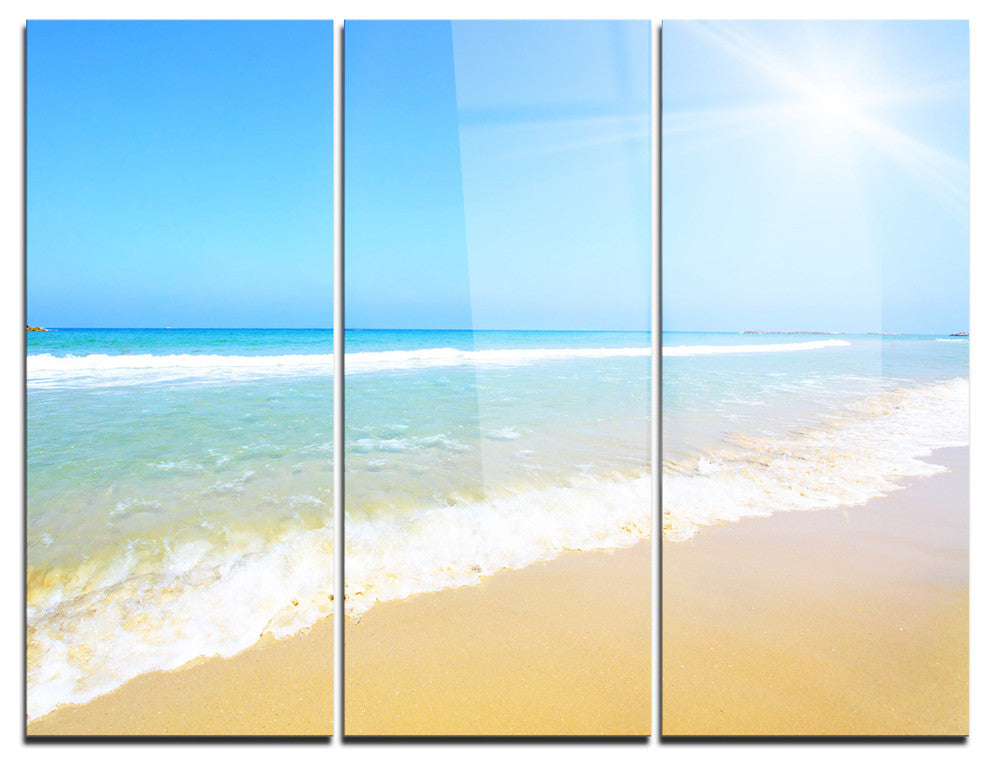 "Sun Over Tropical Beach" Photo Metal Wall Art, 3 Panels, 36"x28"