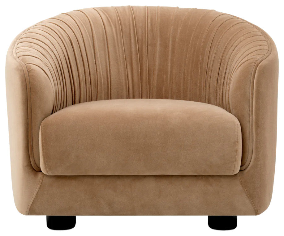 Brown Pleated Lounge Chair, Eichholtz Jameson