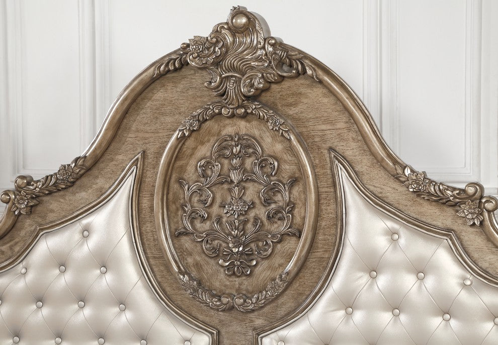 ACME Ragenardus Bed, PU and Vintage Oak, Queen