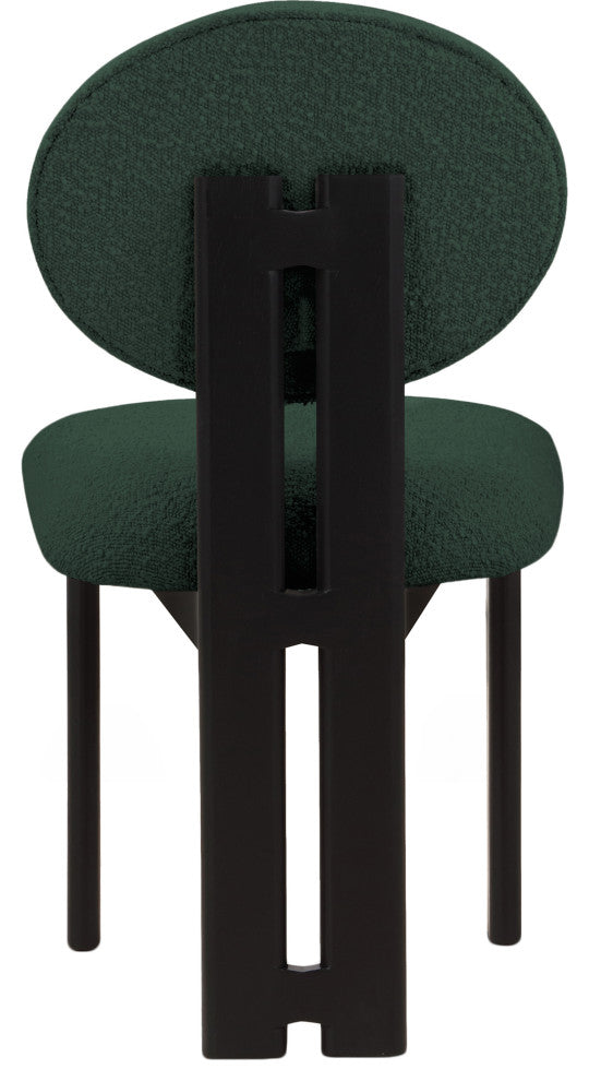 Napa Boucle Fabric Dining Chair, Set of 2, Green, Black Finish