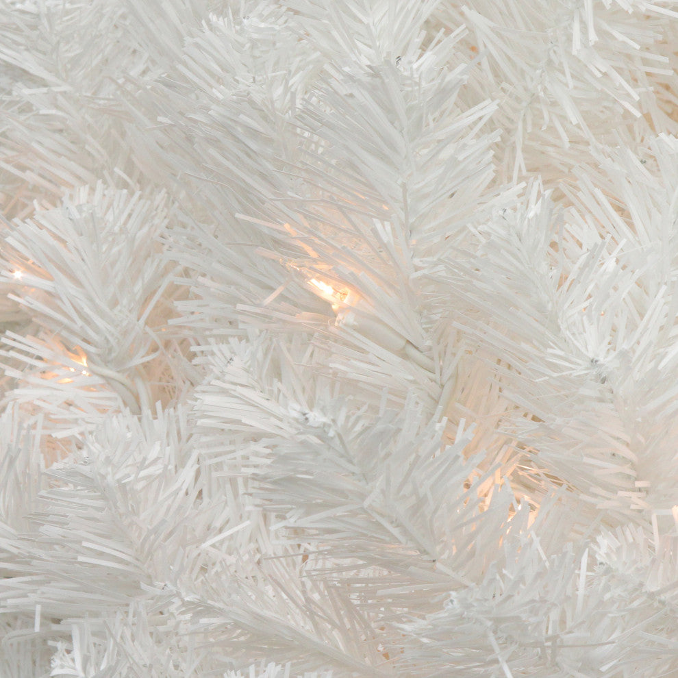 24" Pre-Lit Snow White Artificial Christmas Wreath Clear Lights