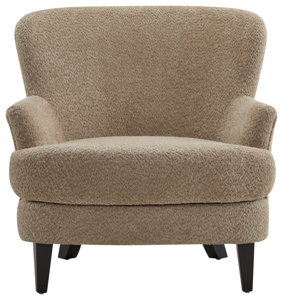 Gerald Boucle Upholstered Club Chair and Ottoman Set, Brown