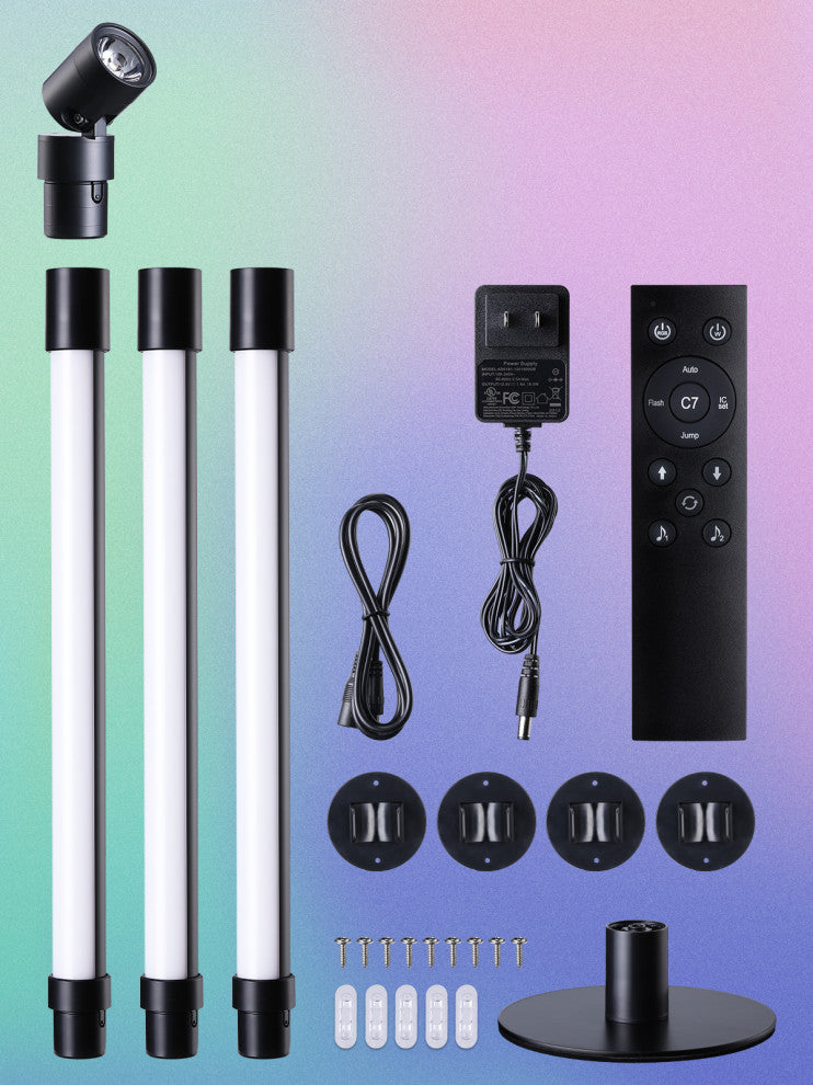 LED RGBW Floor Lamp with Spotlight, Music Sync, Remote Control
