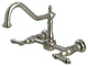 Kingston Brass Two-Handle Wall Mount Bridge Kitchen Faucet, Polished Nickel