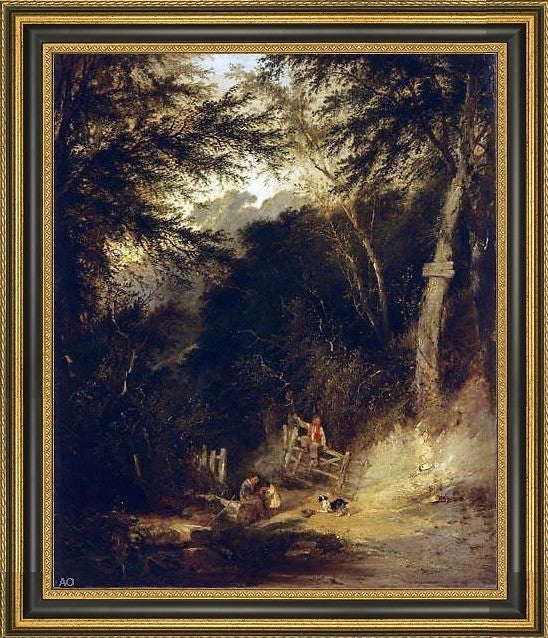 Henry John Boddington A Rustic Conversation Framed Premium Canvas Print, 16"x20"