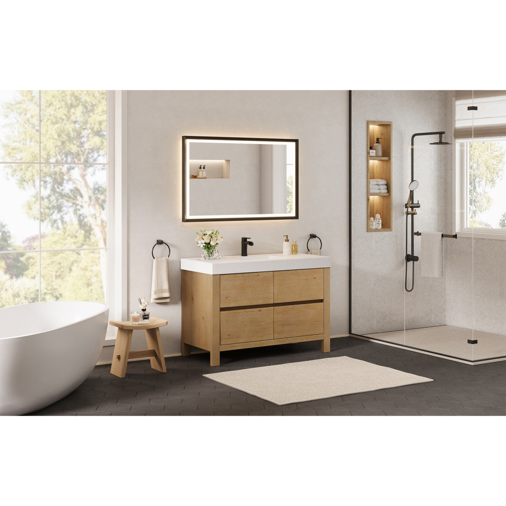 Cascadia Bathroom Vanity, Weathered Fir, 48", No Mirror