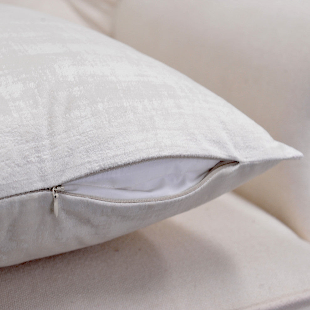 Serenta Textured Velvet Pillow Shell, Set of 4, Gardenia