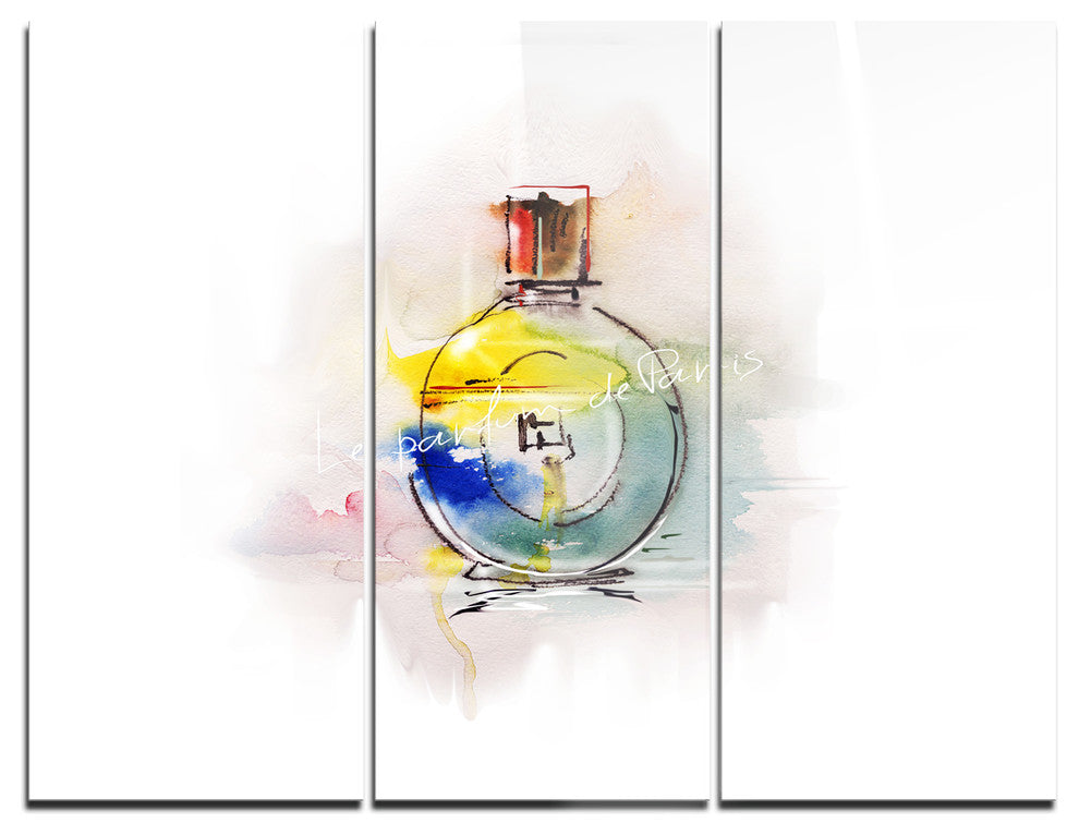 "Perfume Bottle" Glossy Metal Wall Art, 3 Panels, 36"x28"