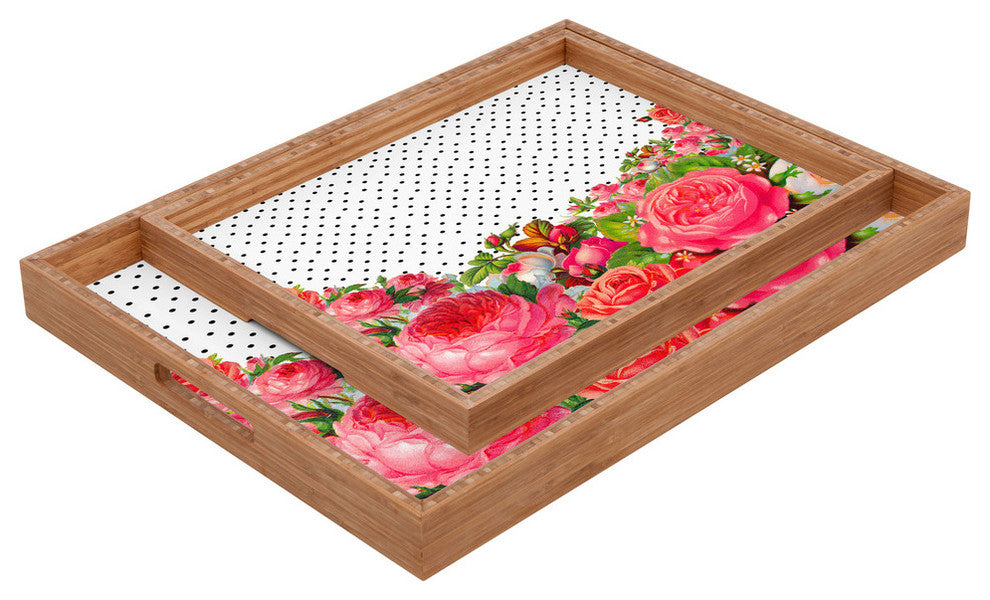 Deny Designs Allyson Johnson Bold Floral And Dots Rectangular Tray