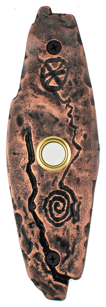 Petroglyph Doorbell, Luxury Decorative Hardware, Copper
