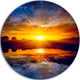 Bright Yellow Sunset Over Lake, Seashore Round Wall Art, 23"