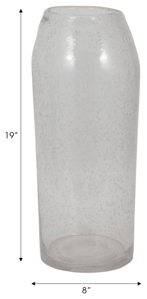 Glass, 19" Floor Vase Bubble Clear