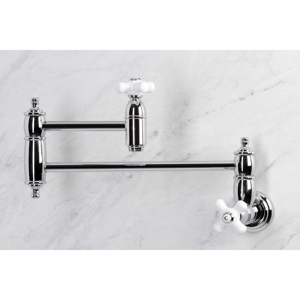 KS3101PX Restoration Two-Handle Wall Mount Pot Filler, Polished Chrome