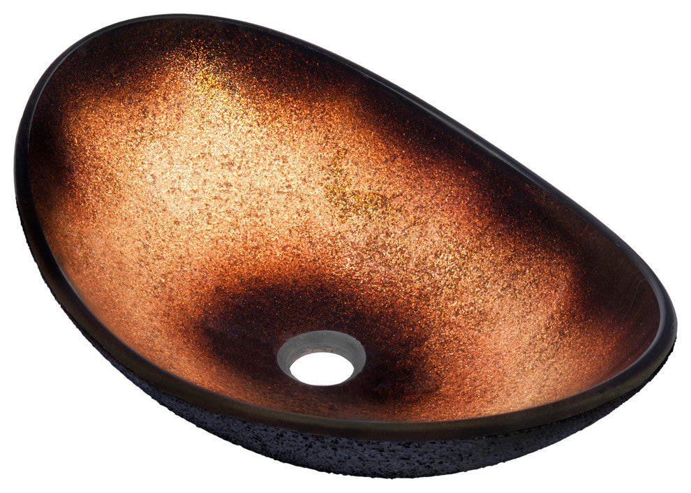 Novatto Rena Oval Glass Vessel Bathroom Sink Set w/ Drain, Nohp-G008-8031orb (Oil Rubbed Bronze)