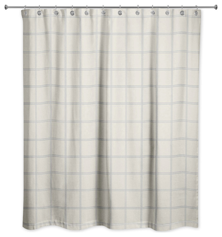 Cream and Gray Check 71x74 Shower Curtain