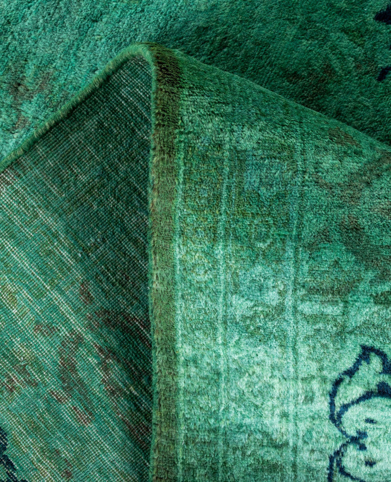 Overdyed One-of-a-Kind Hand-Knotted Area Rug Green, 6' 2" x 8' 10"