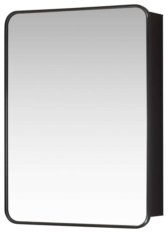Talayuela Framed Medicine Cabinet With Mirror, Brushed Black Frame, 24"w X 32"h