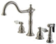 Satin Nickel Double Handle Kitchen Faucet with Brass Side Sprayer KS1758PLBS