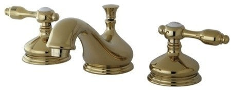 Kingston Brass Widespread Bathroom Faucet With Brass Pop-Up, Polished Brass