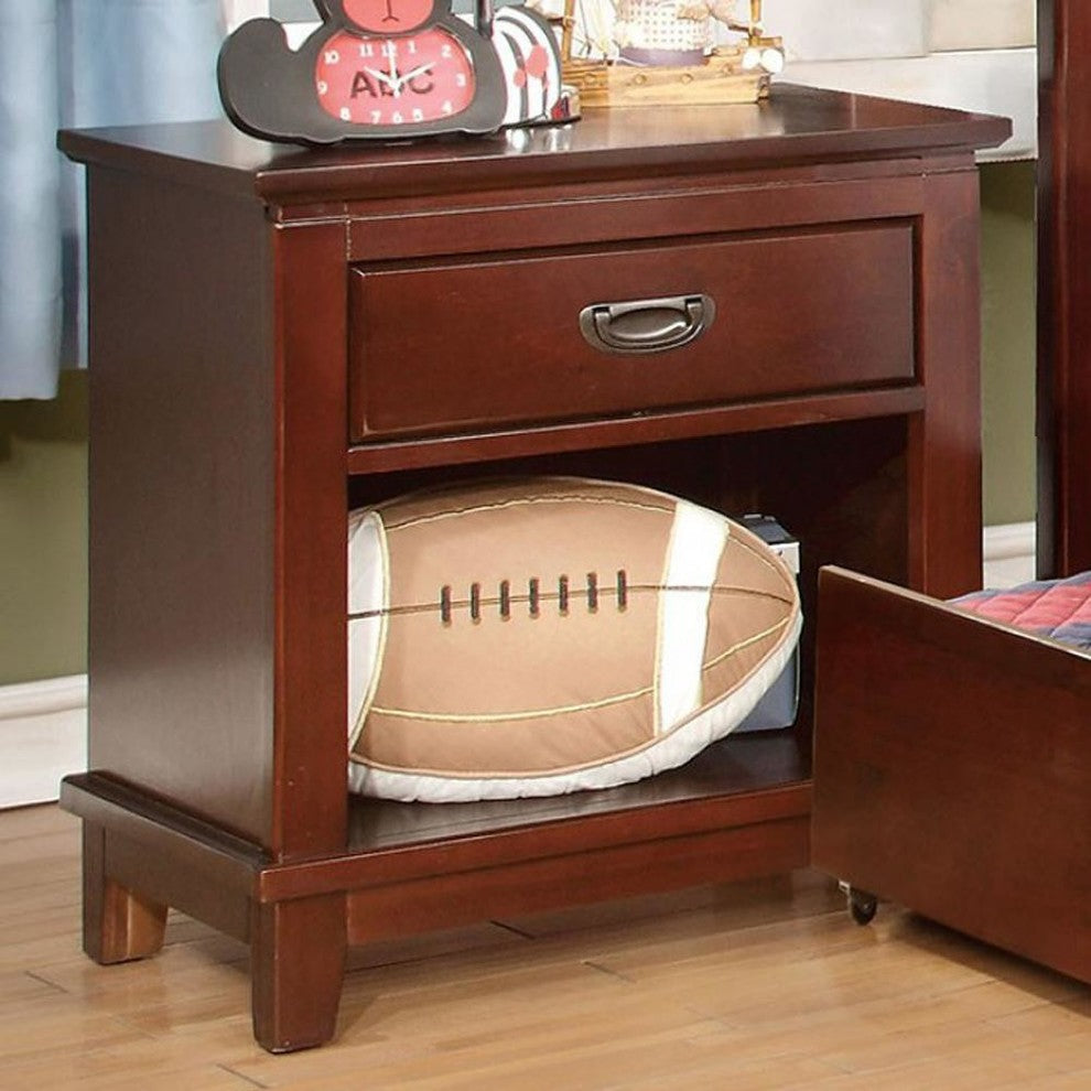 Colin Transitional Style Night Stand, Cherry Finish