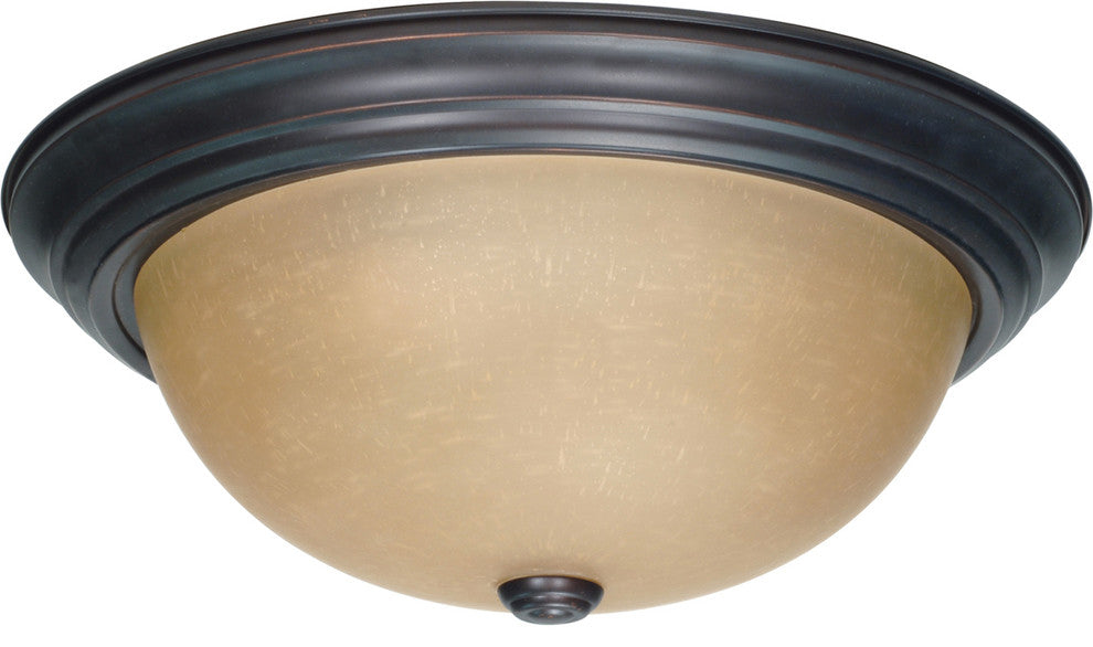 3-Light 15" Flush Fixture, Mahogany Bronze