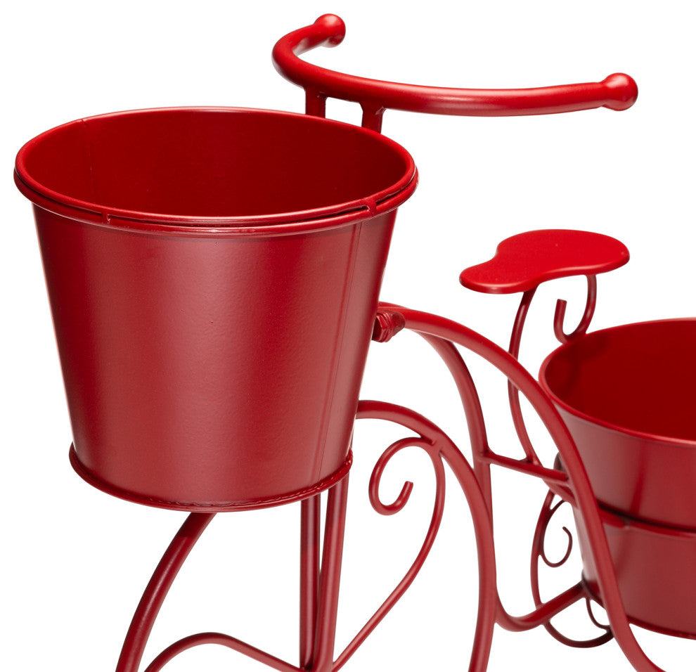 21.5"L Metal Bicycle Plant Stand, Red