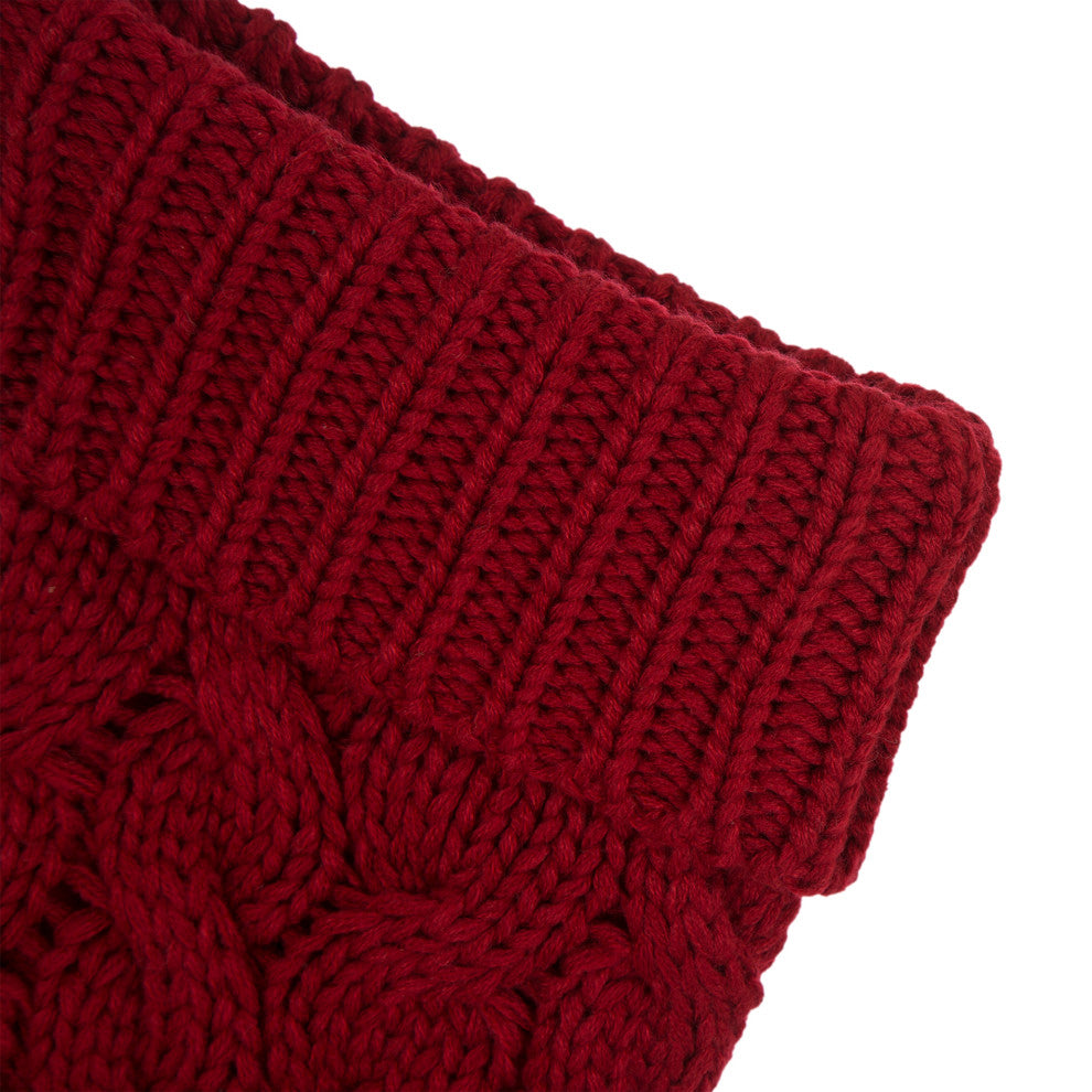 2-Pack 24"L Knitted Polyester Christmas Stocking With Pom Pom Ball, Red